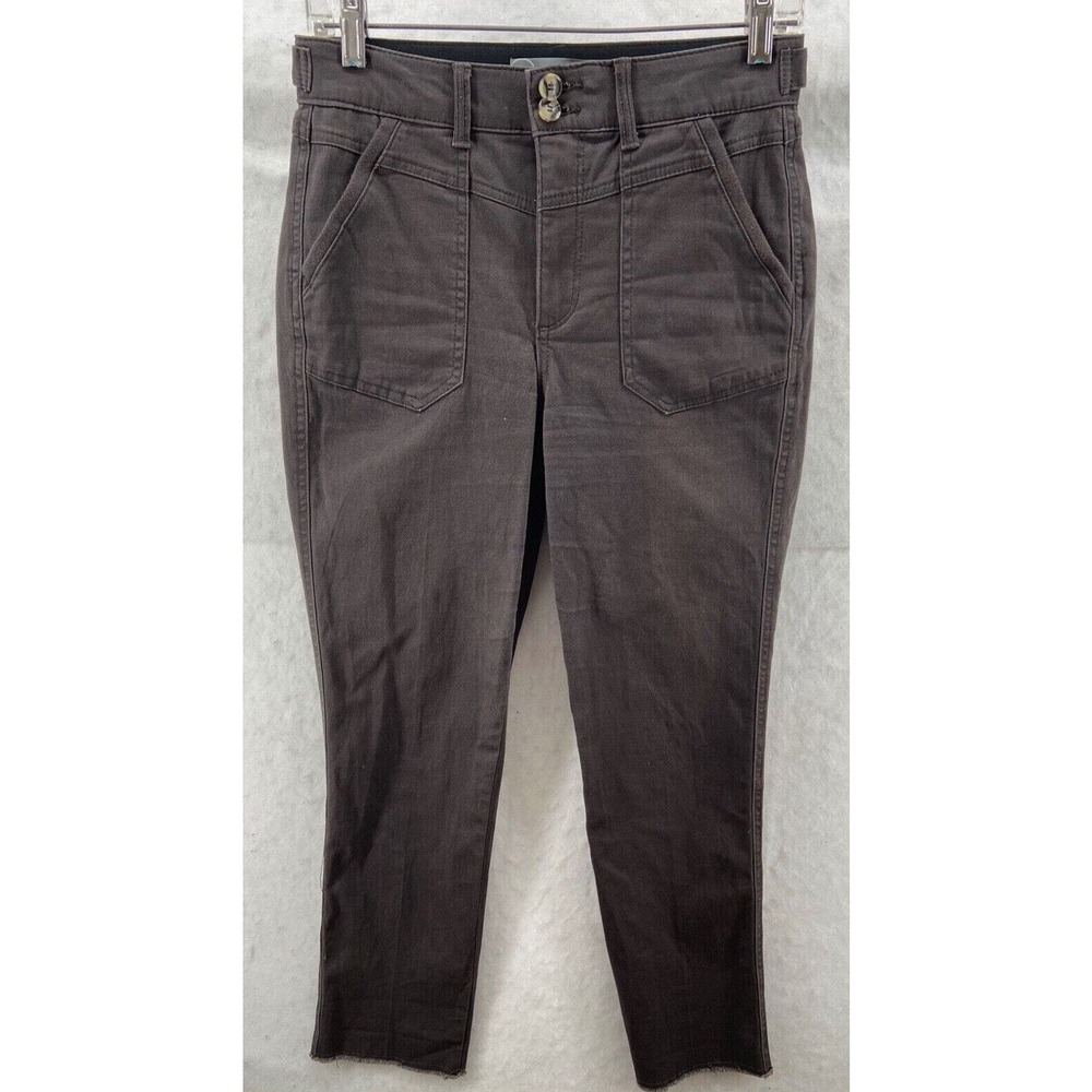 Wit & Wisdom Pants Womens Sz 0 Ab-Solution Brown Mid-Rise Raw Hem Ankle Skinny